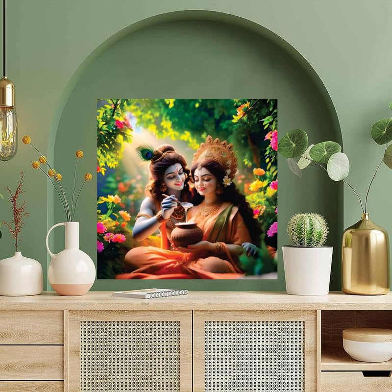 Image of British Terminal Cute little Bal Gopal Baby God Krishna| Kanha Ji | Laddu Lord Makhan Chor Painting Religious Poster for Pregnant Women for wall (matt thin vinyl,sticker,multicolor,unframed)| bj81