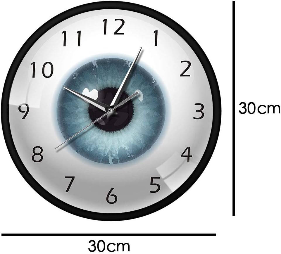 Eyeball Metal Frame Round Clock, Silent Non-Ticking Battery Operated Quartz Wall Clock, Pupil Core Sight View Ophthalmology Wall Watch for Home Office School Kitchen Restaurant Decor