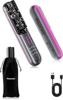 Cordless Hair Straightener Brush Rechargeable Portable Straightening Comb for Travel Touch-Ups, Bangs & Short Hair – USB-C Fast Charge 3 Temp Settings Friendly for Gym Dorm & On-the-Go
