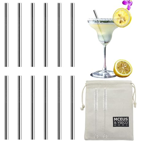 12 Pack 4.7 Inch Extra Short Stainless Steel Straws
