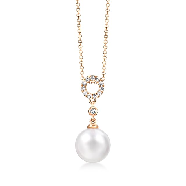 Chow Sang Sang CHOW SANG SANG 18K Rose Gold Daily Luxe Diamond & Freshwater Pearl Necklace for Women 47cm 95380U