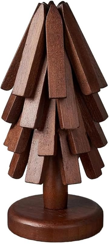 Salvamanteles para platos calientes, 4 ingeniosas almohadillas calientes de madera plegables para la cocina, se guardan como árbol de Navidad decorativo para platos, sartenes y teteras | Regalo de cocina creativo hecho de madera de nogal.