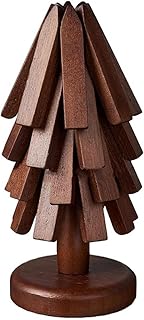 Trivets for Hot Dishes - Tree Washer Set, Wooden Pinwheel Coaster Set with Stand for Easy Storage - for Fondue pots, Pans, Bowls, teapots, Warming Trays - Versatile Decorations (A Walnut 4 pcs)