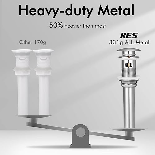 Miniatura 67 de KES S2008A-BK-P2 - Drenaje desplegable para lavabo de baño, 2 unidades de acero inoxidable T304 y latón, 2 unidades para lavabo de baño, color negro