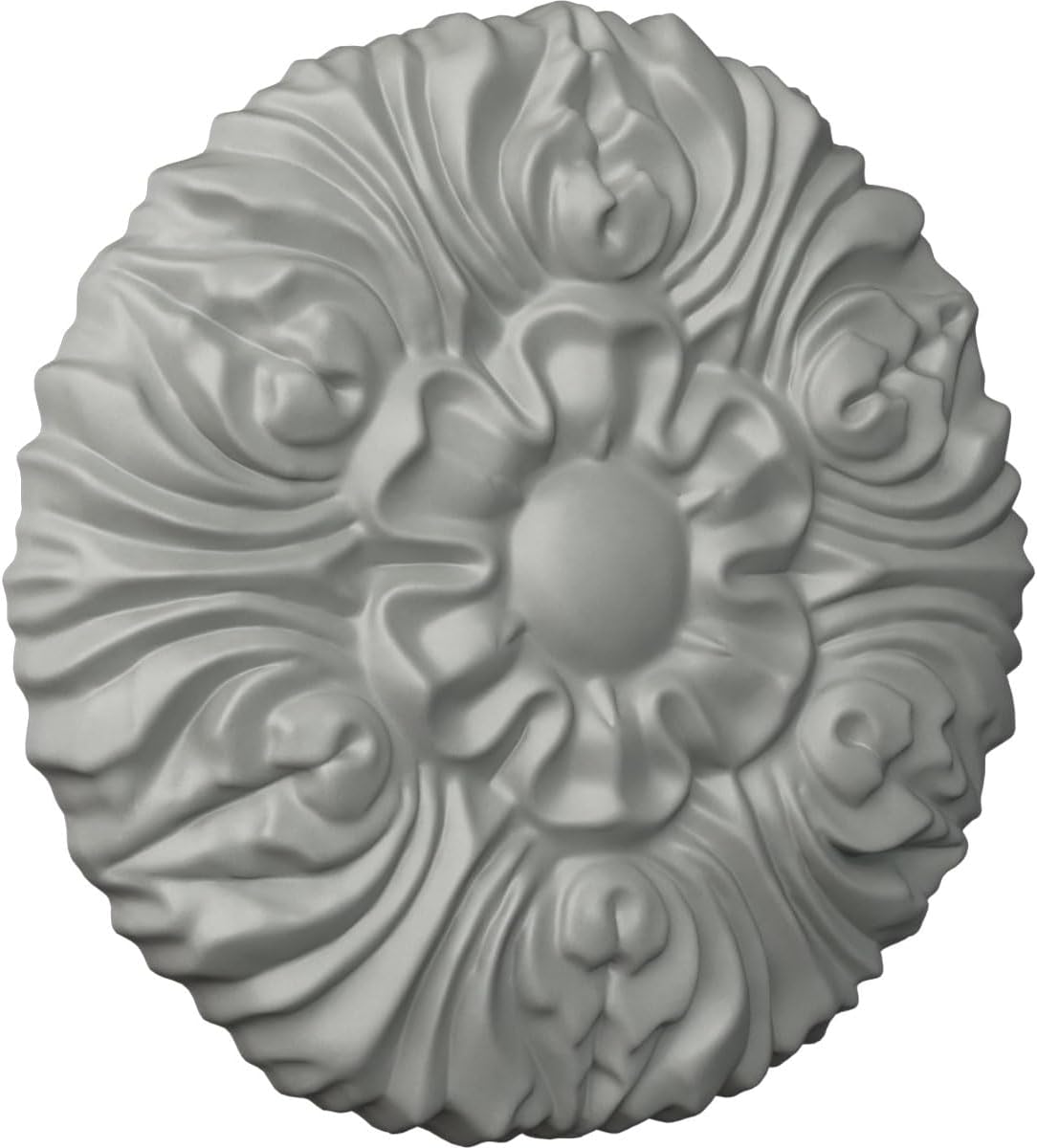 Primed Floral Round Rosette 3 7/8" Diameter