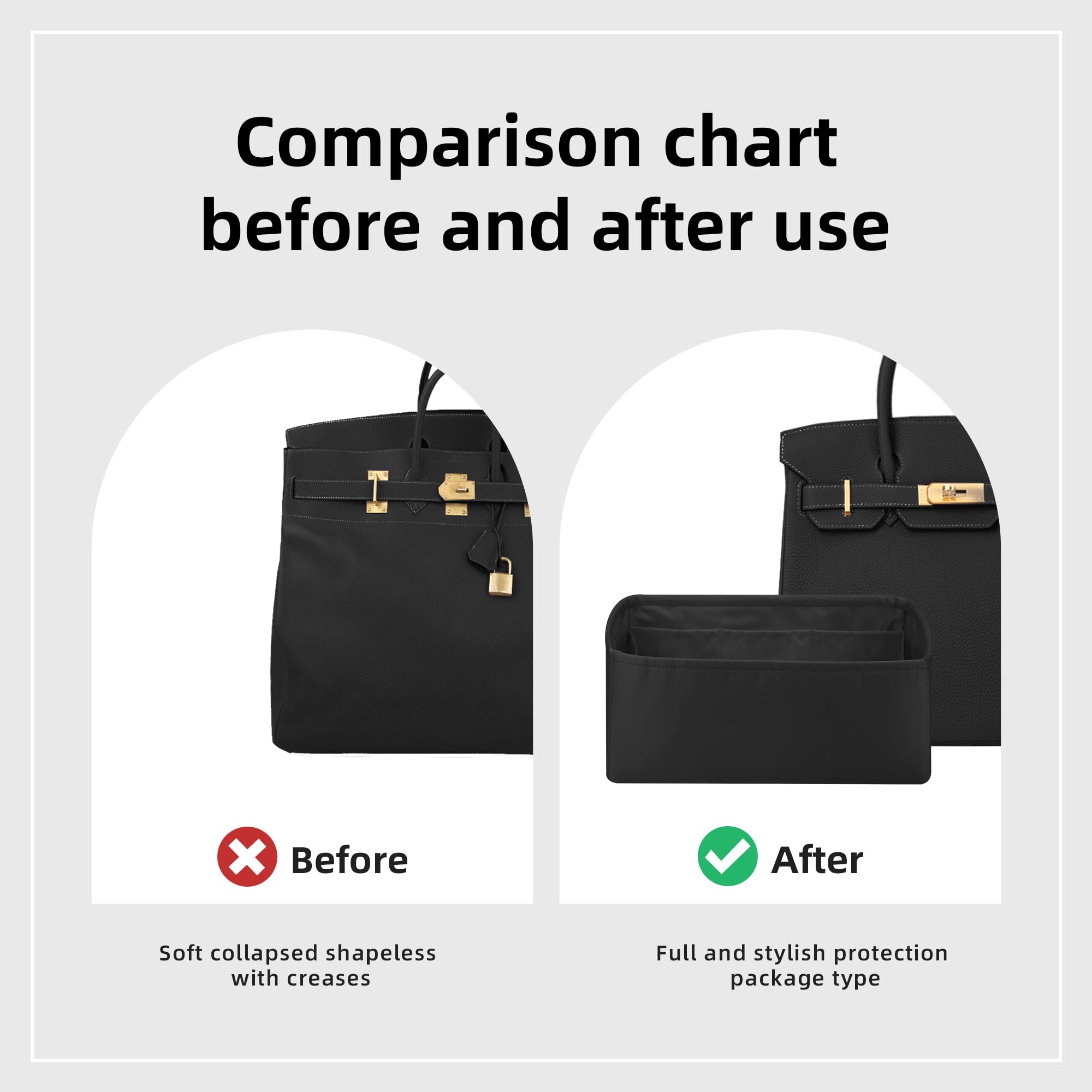 DGAZ Satin Innenorganizer für Hac 40, Handtaschen Zubehör, Schwarz