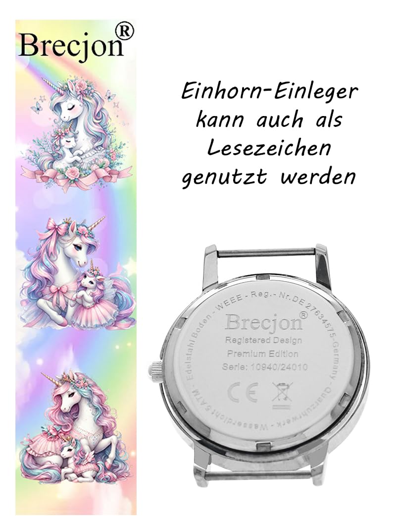 Armbanduhr Mädchen Jungen Kinderuhr Einhorn Lernuhr 5ATM wasserdicht bunt Regenbogen