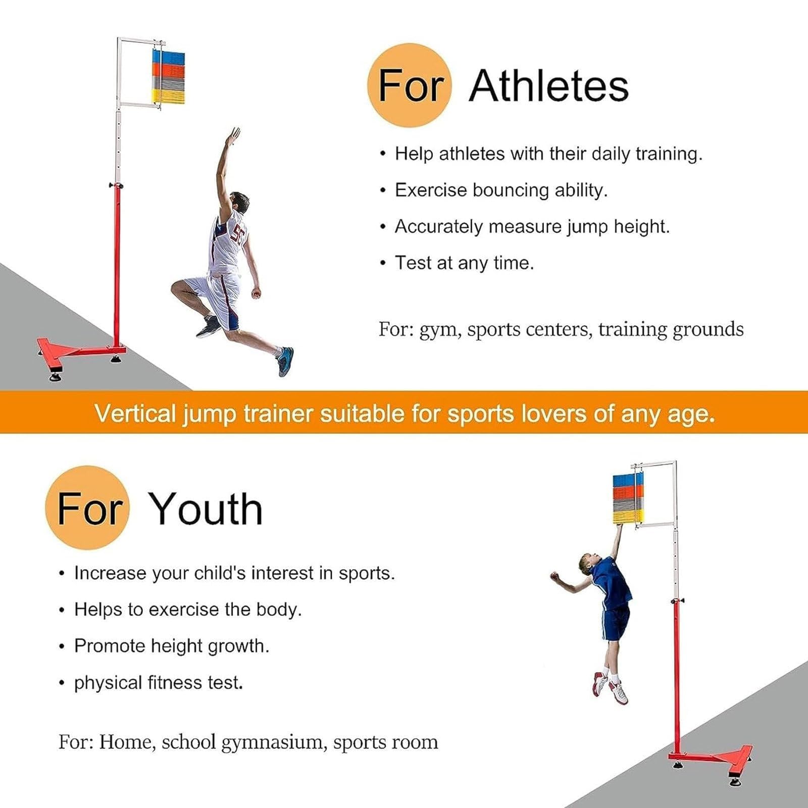 Generisch Höhenverstellbares, tragbares Sprungmessgerät für Basketball- und Volleyballtraining, Fitnesstests, sportliche Leistungsanalyse und die Entwicklung von Sprungfähigkeiten
