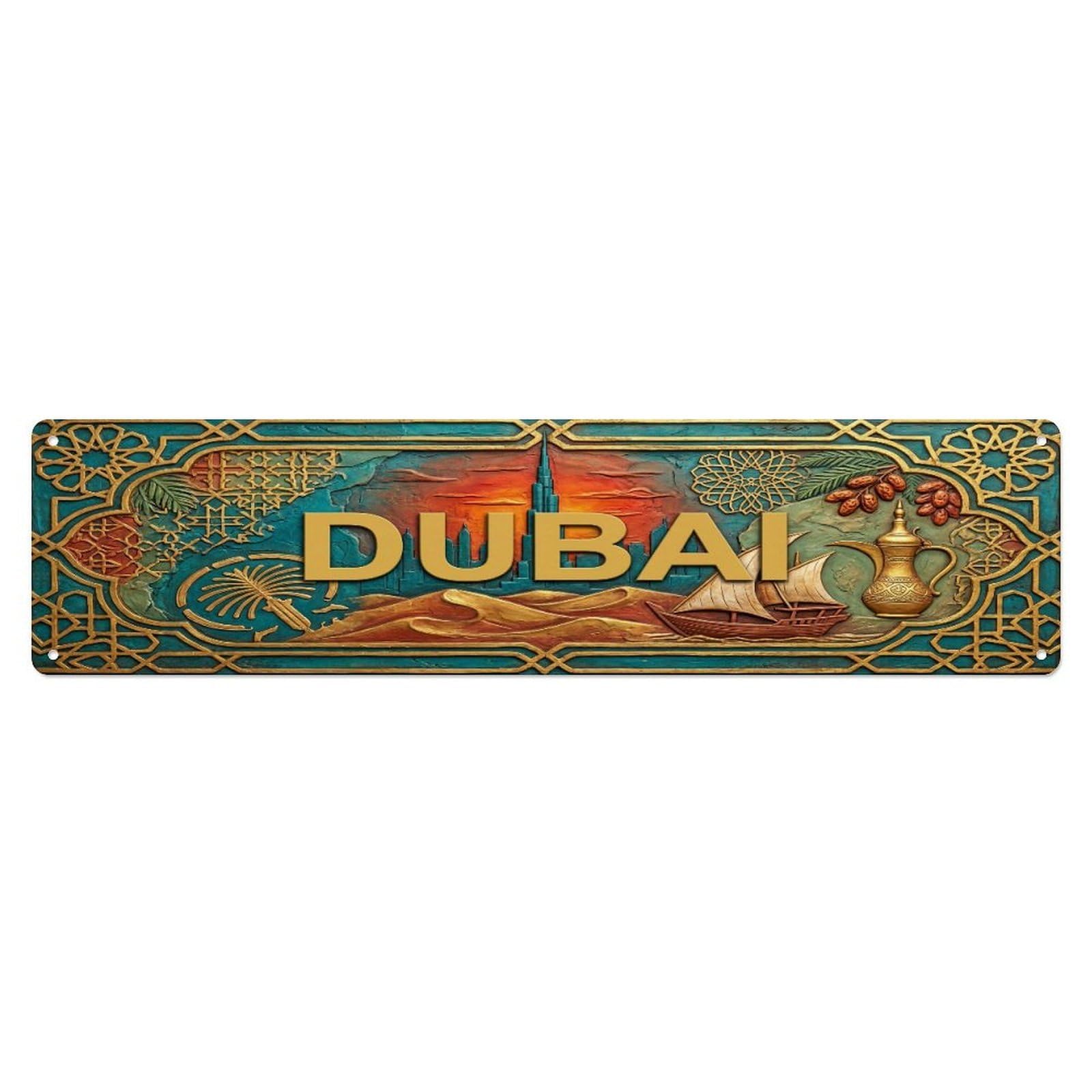 Xanthor Style Metal Tin Sign Vintage Dubai Uae Flag Pattern