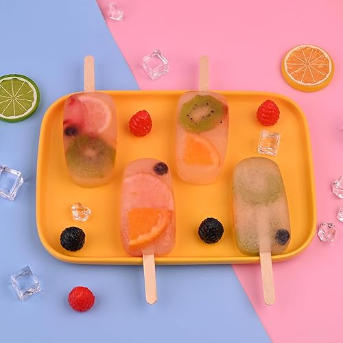 Miniatura 6 de WMKGG Juego de Moldes de Silicona para Paletas, 2 PCS Moldes para Helado con 50 Palitos de Madera para Cake Pop, Ice Pop, Cakesicles (Tamaño