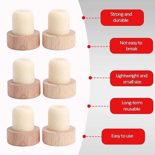 XRVRILE 16 Piezas Corchos de Vino para Botellas, Tapones de Corcho Reutilizables, Tapones para Botellas de Vino para Bar, Restaurante y Uso Doméstico - 5