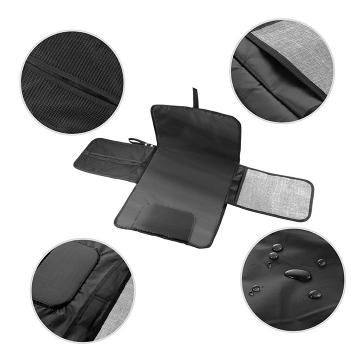 Foldable Nappy Changing Pad Portable Diaper Mat Storage Grey Diaper Change Mat for Travel