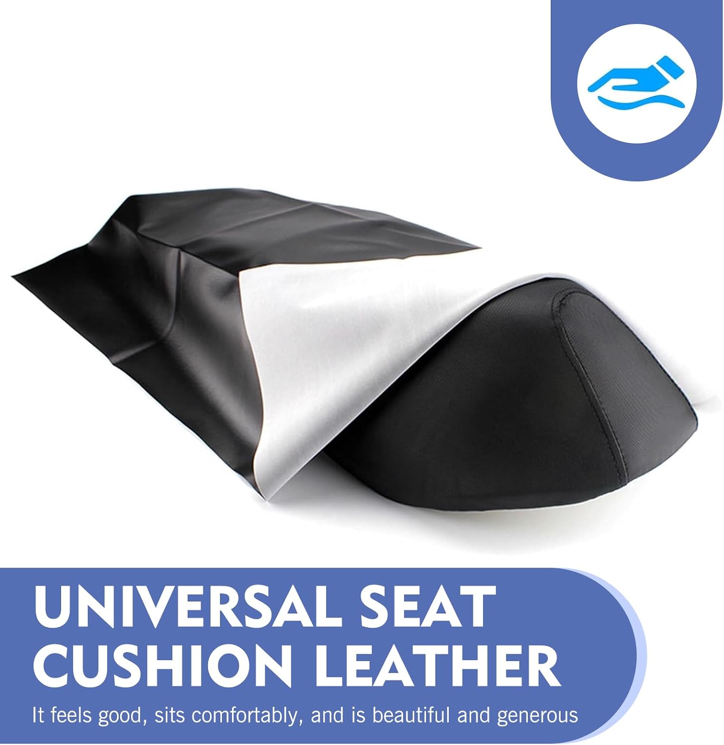 SLIMI 1 PC Motorcycle Seat Cover, Scratch-resistant and Sun-resistant Stretch Leather Seat Protector, Can DIY at will, Universal Motorcycle Seat Protector Accessories (Black)