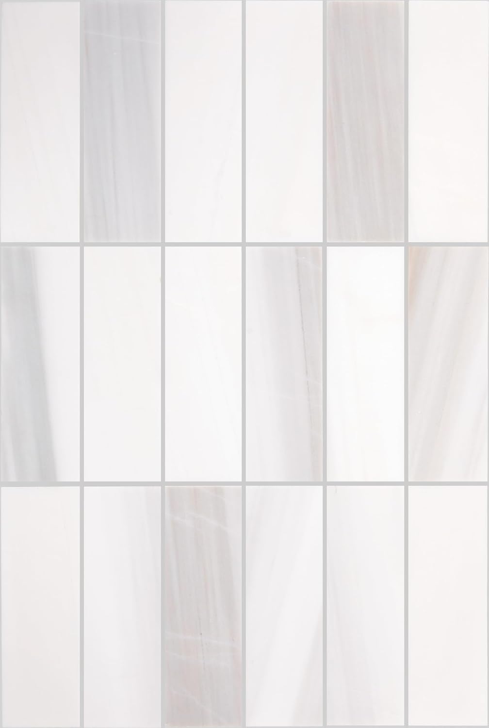 Daltile Perfit Mosaix 2" x 6" Natural Stone Straight Stack Mosaic in Honed Calacatta Dolomiti (5 PC per Carton) (7.65 SQFT per Carton)