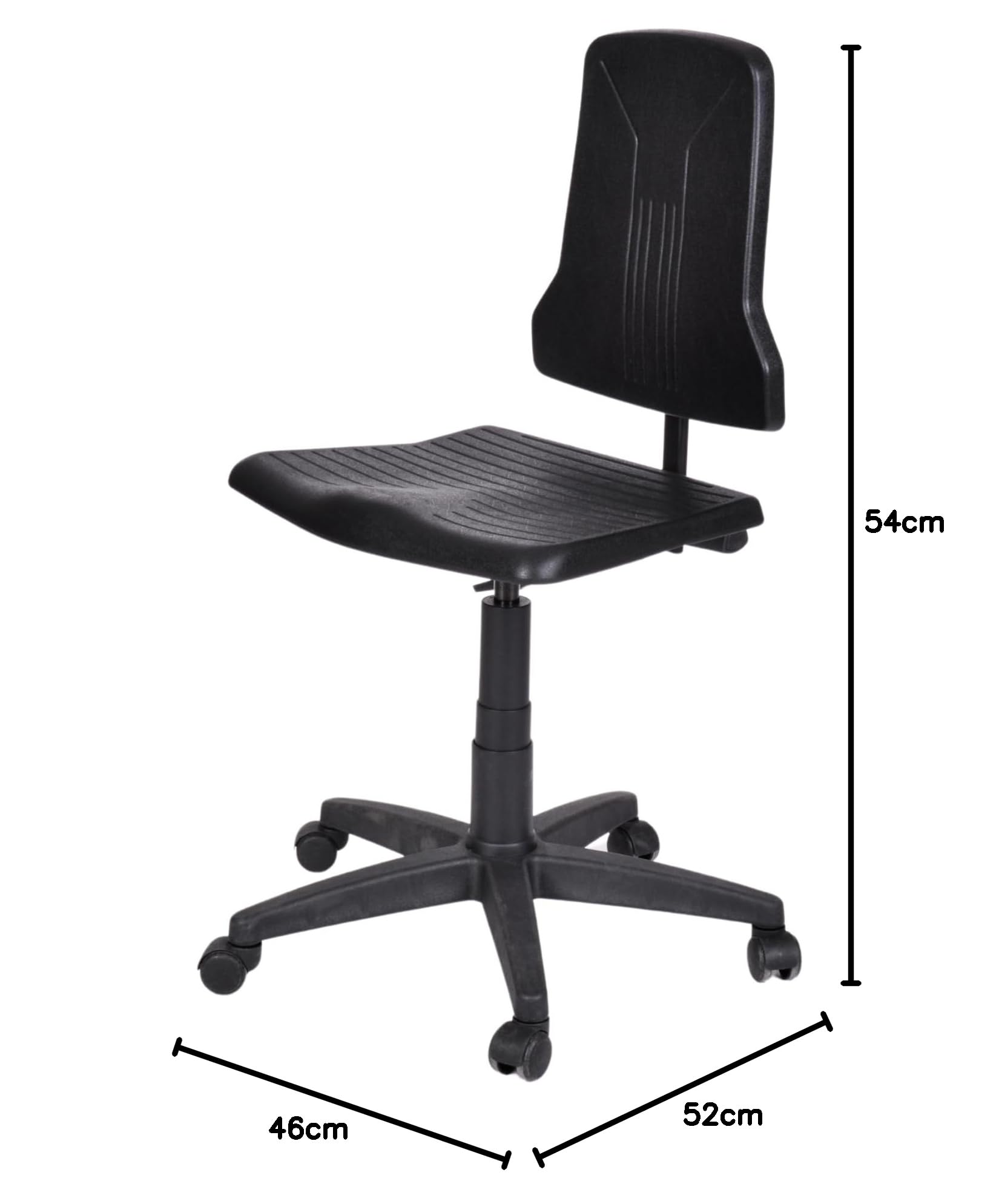 topsit IND000109 - Sedia da lavoro in poliuretano, sedia da lavoro ergonomica per laboratorio, meccanismo sincrono, regolabile in altezza, facile da pulire, base stabile con ruote in plastica