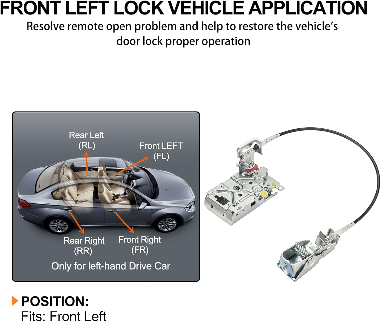 SYERAL Power Door Lock Actuator Assembly F4TZ-15219A65-A Front Left Driver Side Compatible with Ford 1992-1996 Bronco F-150, 1992-1997 F-250 F-350 Door Latch Lock Actuator Motor Cable Rod Kit