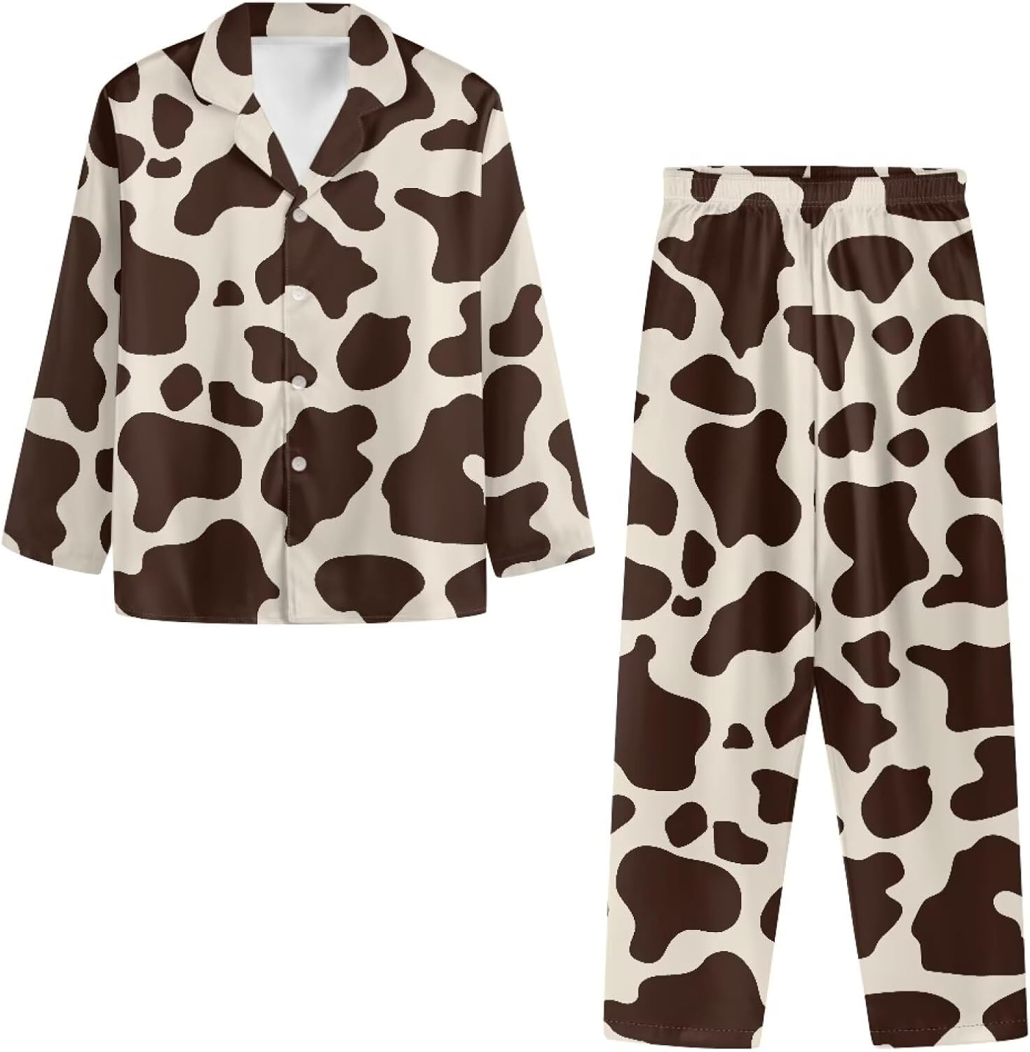 Women's Pajama Set, Short Sleeve Top Long Pants, Loose Sleepwear Loungewear Pjs 2Pcs with Button for Daily Wear