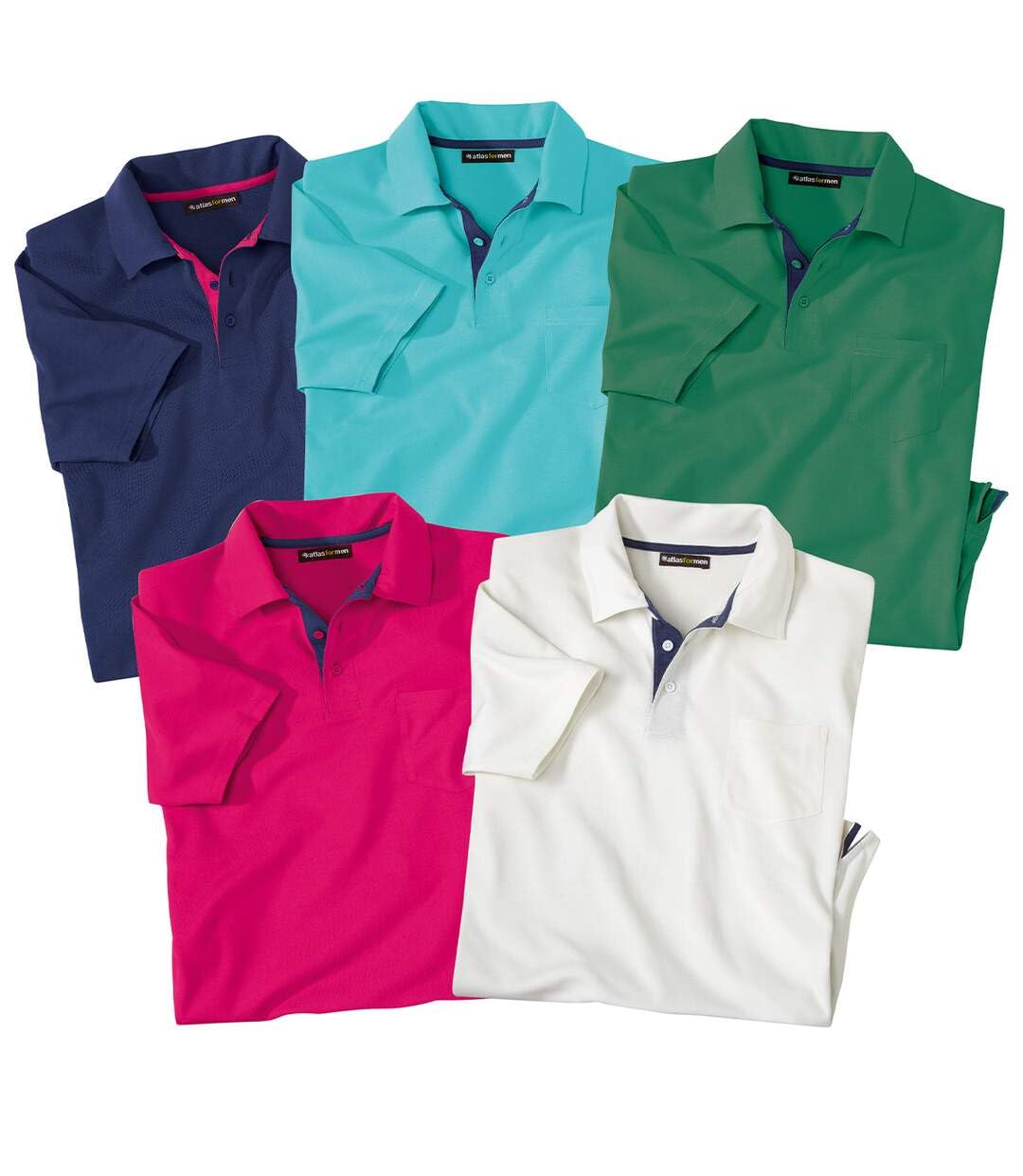 ATLAS FOR MEN - Set di 5 Polo da Uomo - Maniche Corte - Disponibili nelle Taglie Grandi