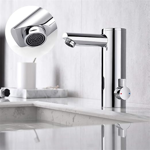 Amazon Auralum センサー 洗面 水栓 自動 洗面蛇口 自動センサー水栓 赤外線センサー蛇口 混合水栓 浴室 トイレ 洗面所用 バスルーム 電池式 自動センサー 蛇口 説明書付き 洗面水栓