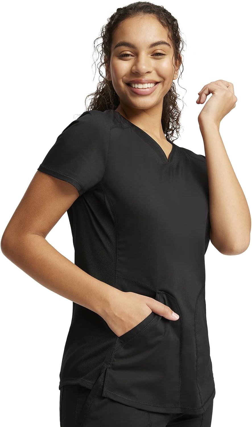 Cherokee Scrub Set for Women V-Neck Scrub Top WW601 Mid Rise Tapered Leg Drawstring Scrub Pant WW105