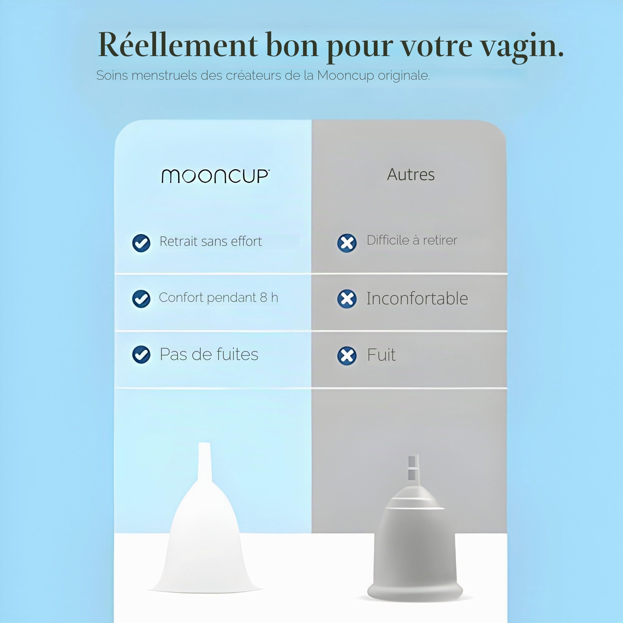 Mooncup Original Coupe Menstruelle en Silicone de qualité médicale, protection équivalente à 3 tampons, sans toxines, écologique, facile à insérer, Taille A (30+ ou après accouchement) confortable