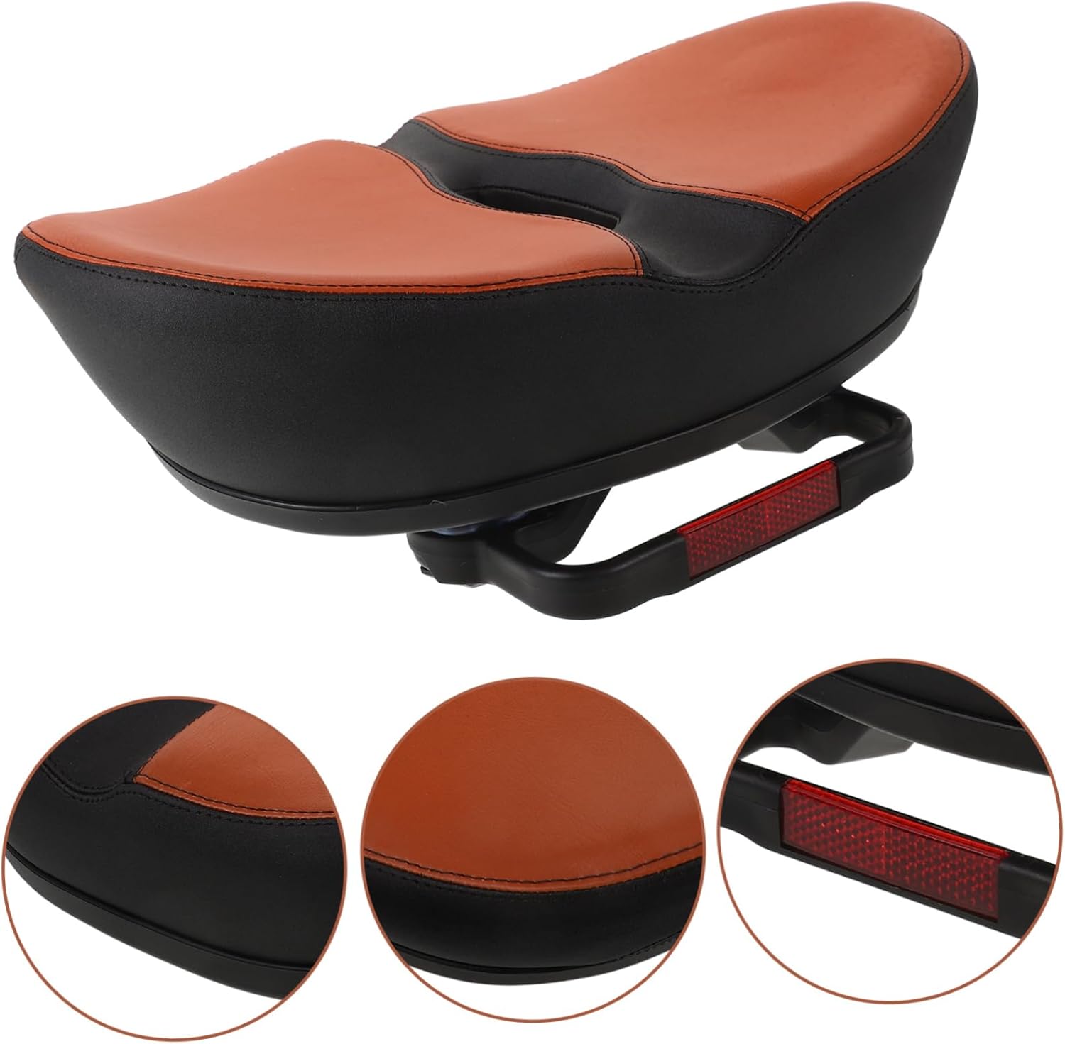 Noseless Oversized Bike Saddle with Antislip Shockproof Padding Wide Comfortable Bicycle Seat Cushion for Men Women PU Foam Replacement for Mountain Road Electric Bikes