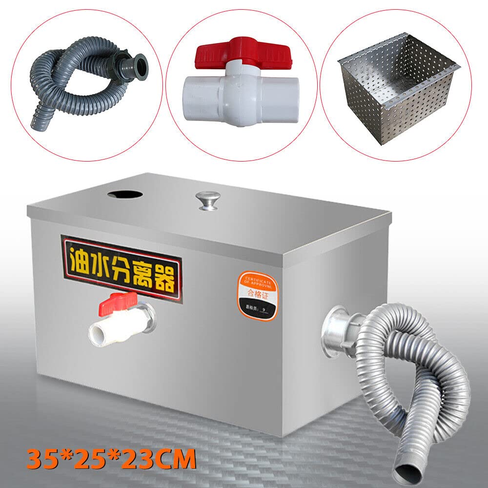 Separatore di grasso, in acciaio inox, per ristorante, cucina, fognature, acque reflue, 35 x 25 x 23 cm