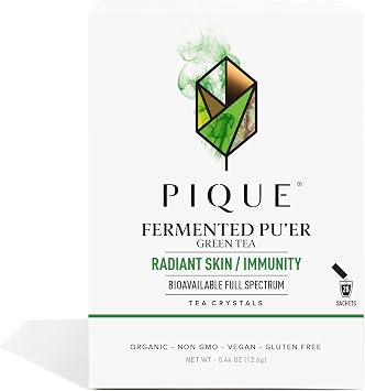 Pique Organic Fermented Puer Green Tea Crystals - 28 Single Servings 1 Pack