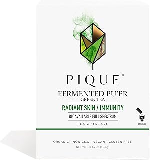 Pique Organic Fermented Pu'er Green Tea Crystals - Support Radiant Skin, Healthy Immunity - 28 Single Servings (1 Pack)