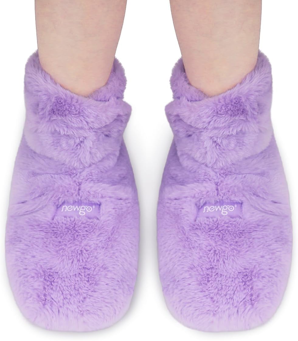 NEWGONEWGO Microwaveable Booties Foot Warmers Aching Feet Relief, Heating Pad for Foot Heated Slippers for Cold Feet, Achilles Tendinitis, Plantar Fasciitis, Muscle Soreness, Ankle Pain Relief - Purple