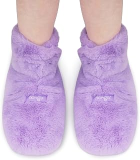 NEWGO Microwaveable Booties Foot Warmers Aching Feet Relief, Heating Pad for Foot Heated Slippers for Cold Feet, Achilles Tendinitis, Plantar Fasciitis, Muscle Soreness, Ankle Pain Relief - Purple