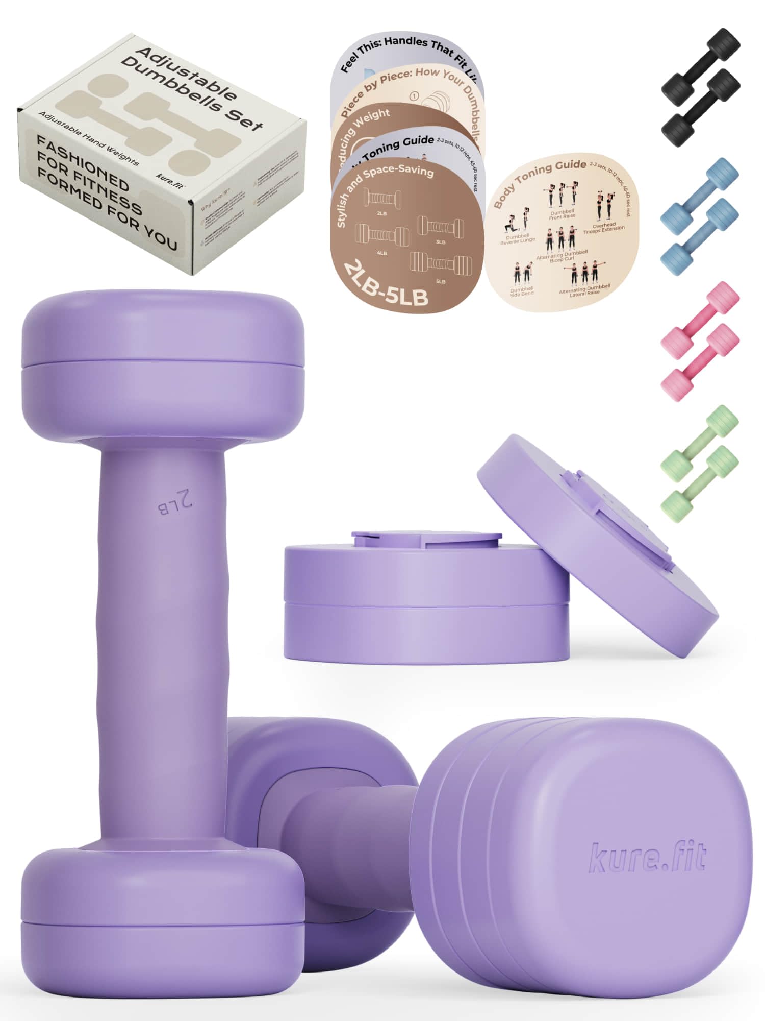 kure.fit One-Twist Adjustable Dumbbells