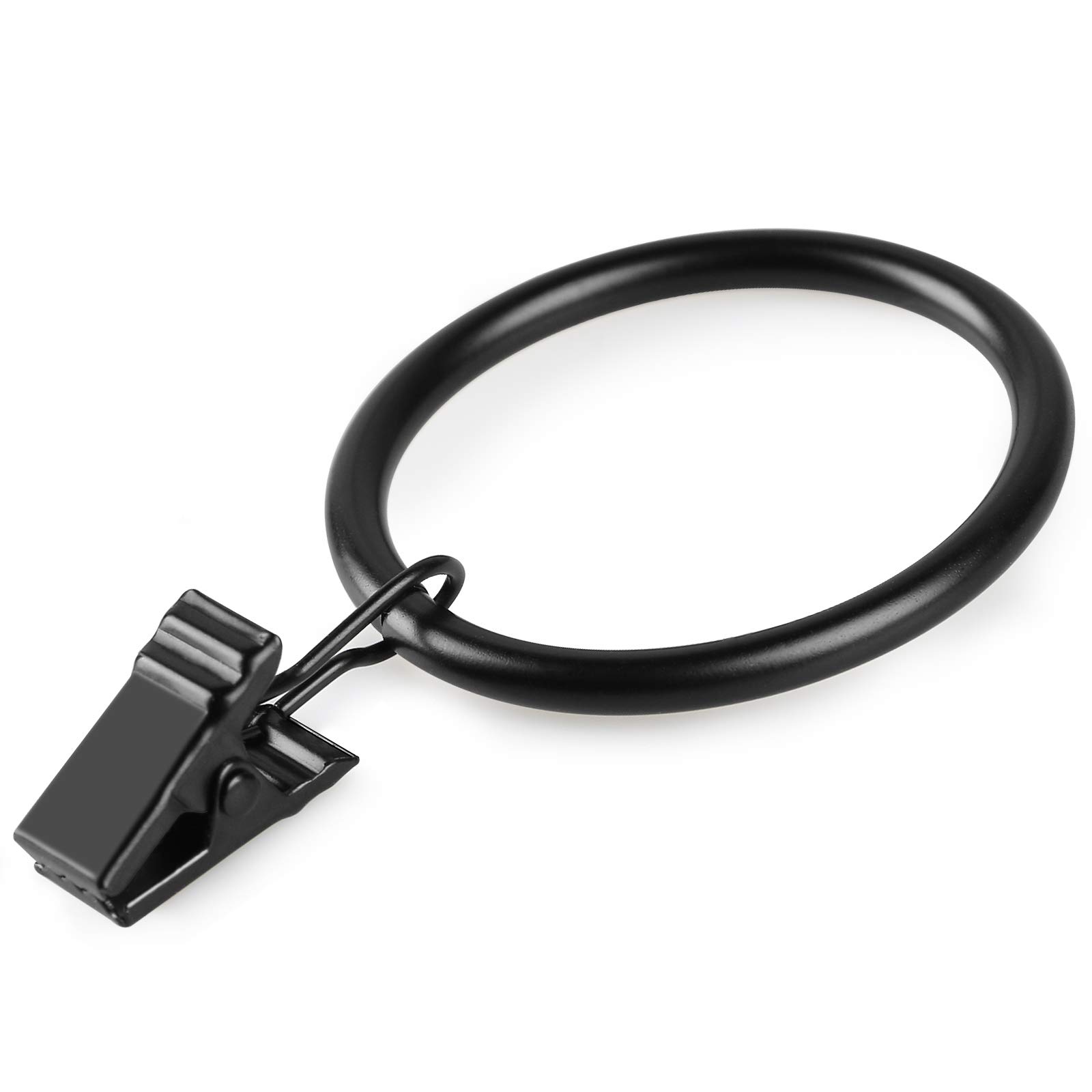 14 PCS 1.5-Inch Black Clip Rings for Curtain Panels, This Drapery Curtain Clip Rings Also Apply for Drapery Rod (Black)