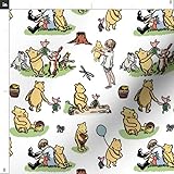 Spoonflower Fabric - Pooh Bear Classic Pooh Illustration Balloon Honey Piglet Winnie The Printed on Wide Cotton Sateen 3.5 oz Fabric by The Yard - Sewing Lining Apparel Fashion Blankets