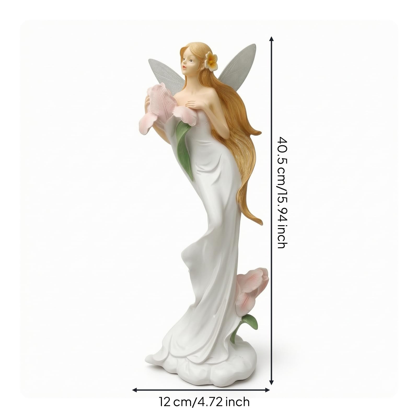 Fee mit Flügeln nostalgisch Feenfigur magisch Feenskulptur für Sammler, Garten, Eingangsbereich, 2023新款鸢尾仙女