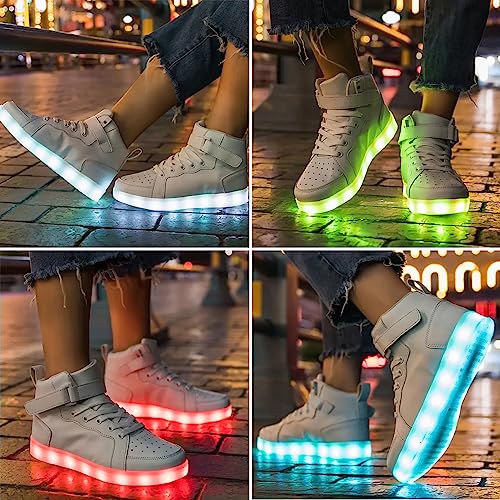 Voovix Unisex Led Shoes Light Up Shoes High Top Sneakers For Women Men White44 thumb #5