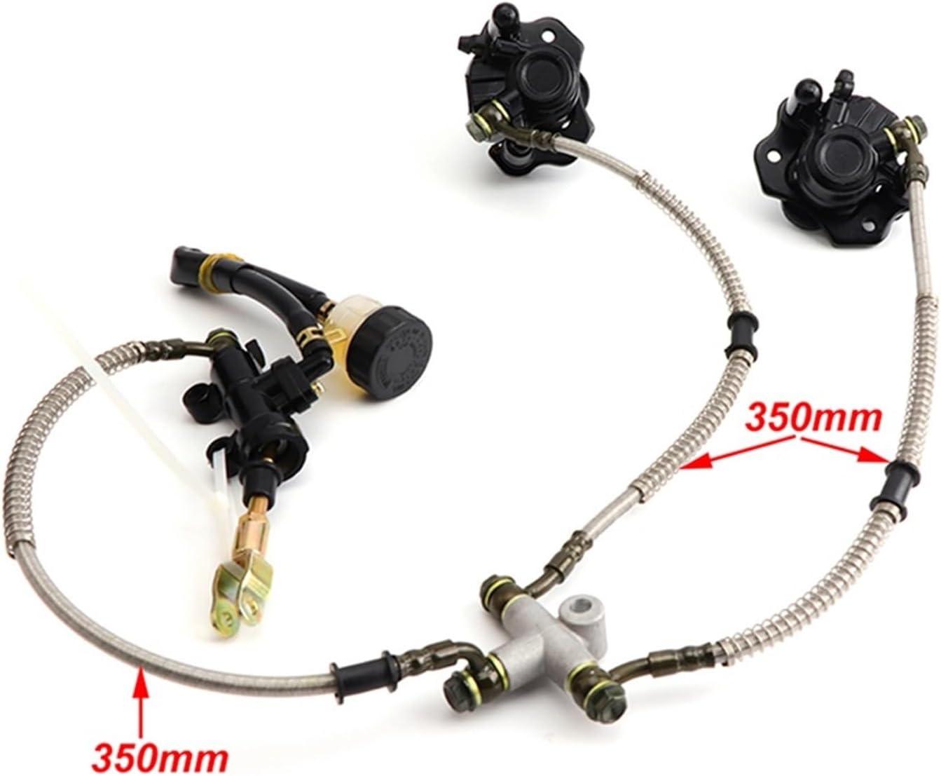 Compatible with 150cc 200cc 250cc ATV Four Wheel Kart UTV Off-Road Motorcycle Hydraulic Rear Dual Foot Brake Caliper Master Cylinder Assembly(B)