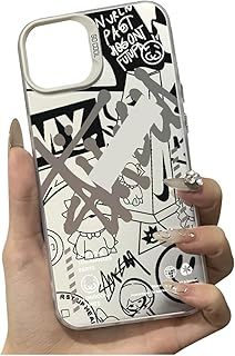 欧米風 グラフィティ スマホケース PC ステューシー iPhone16用ケース サイン風落書き おしゃれ 薄型 軽量 耐衝撃 ハードケース 防水 防塵 傷に強い背面 携帯ケース ワイヤレス充電対応 for iPhone 11/12/13/14/15/16 Pro Max (for iPhone 16 Pro,ホワイト)