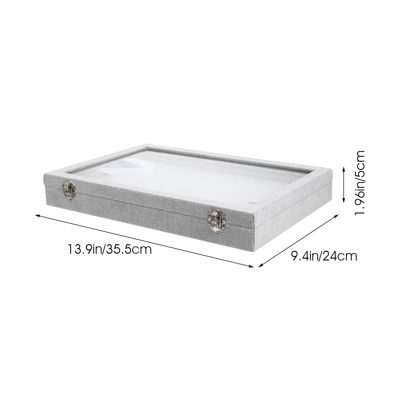 Caja Organizadora para Anillos con Tapa Transparente 100 Ranuras para Exhibición y Almacenamiento de Joyas Bandeja de Terciopelo Gris para Organización en Tocador Vitrina