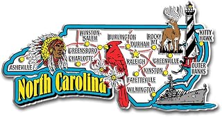North Carolina Jumbo State Magnet by Classic Magnets, 5" x 2.6", Collectible 3D Rubber Vintage-Style Souvenirs and Gifts Made in The USA