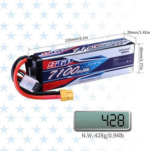 Miniatura 4 de 3S 11.1V Lipo Batería 7100mAh 70C Soft Pack con XT60 Conector para RC Coche Camión Tanque Barco Carreras Hobby