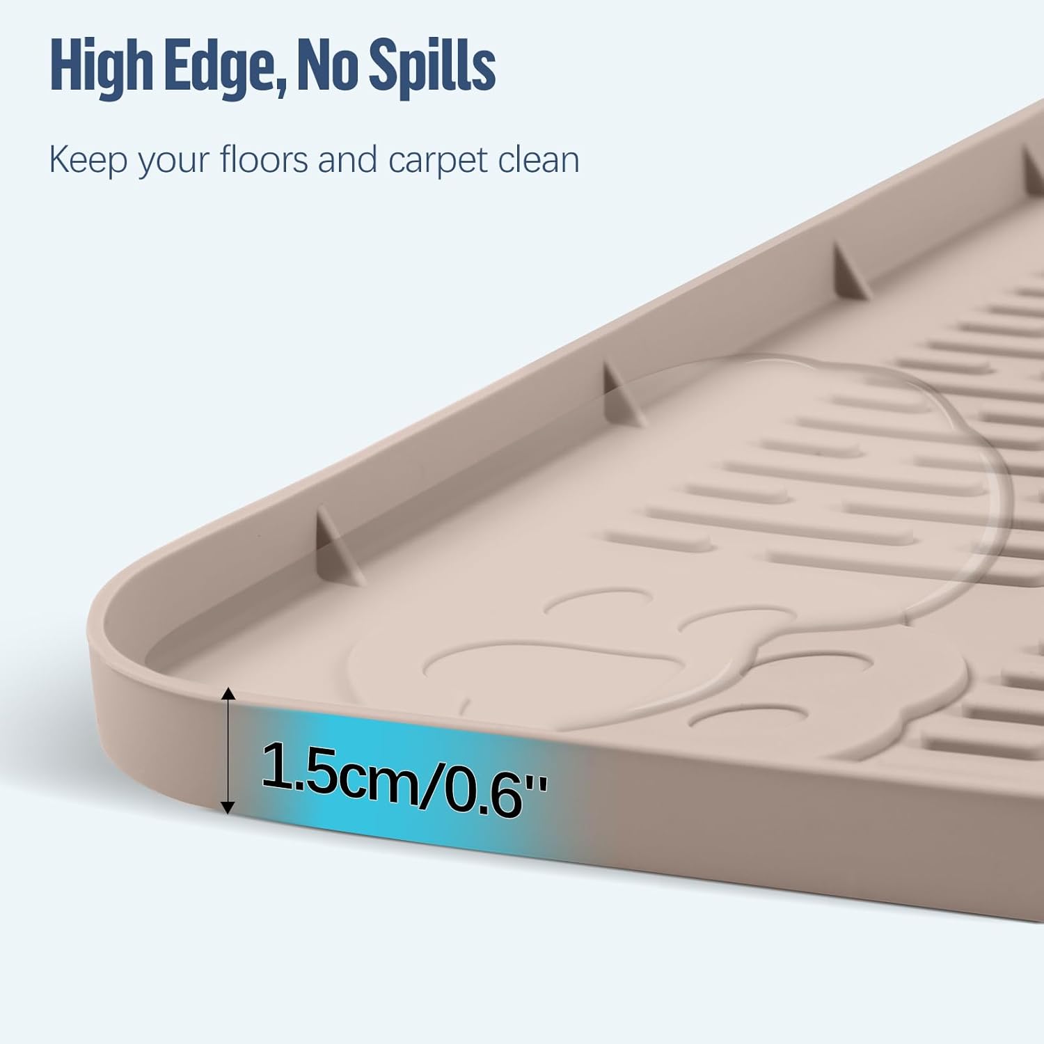 Pee Pad Holder for Dogs, 40" x 28" Silicone Pee Tray Mat Leak-Proof, High Edge, No Spill Pet Pad Holder for Puppy, Cat, Rabbit, Dog Training Pads for Home Floor Protection (Khaki)