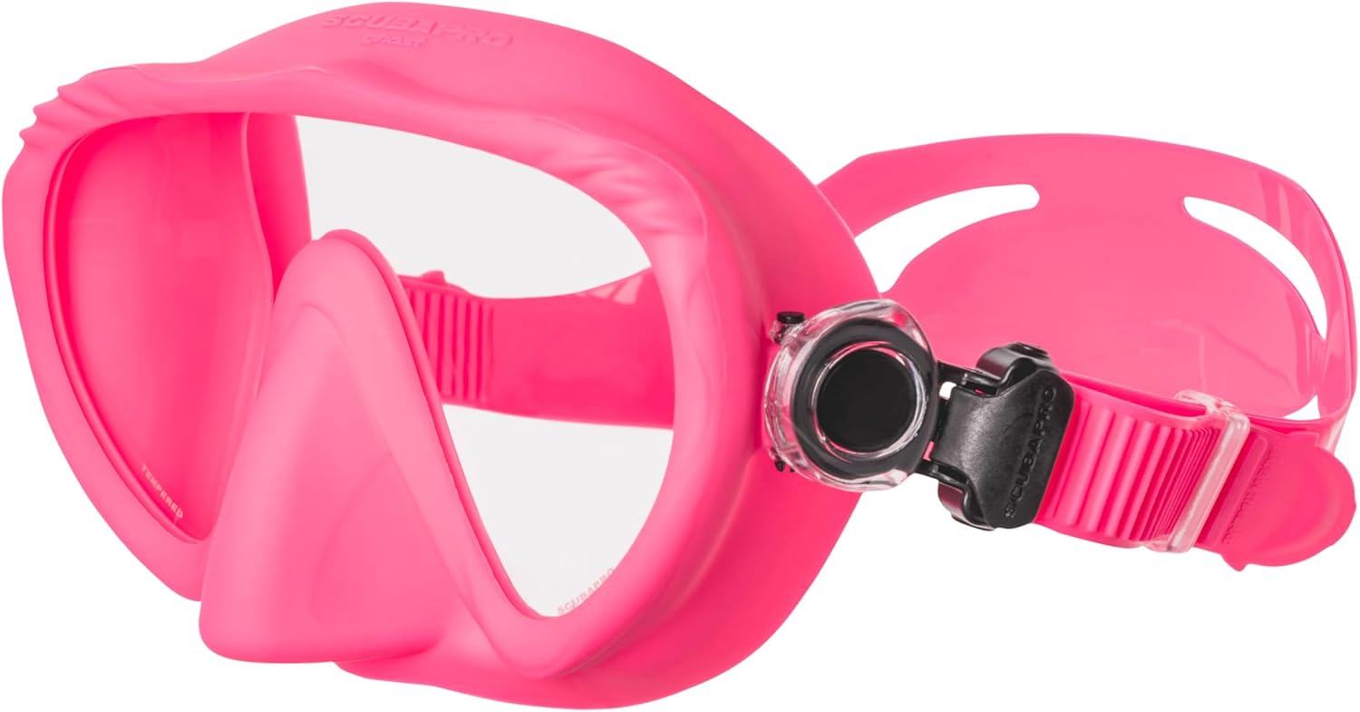 SCUBAPRO Ghost Scuba Dive Mask, Low-Volume Frameless Design w/Ultra Clear Single Lens, Silicone Skirt and Easy-Adjust Strap Buckles, Pink - Image 3