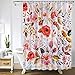Uphome Floral Fabric Shower Curtain, Waterproof Colorful Chic Rose Flower Bathroom Polyester Shower Curtain for Bathtub Showers, 72x78