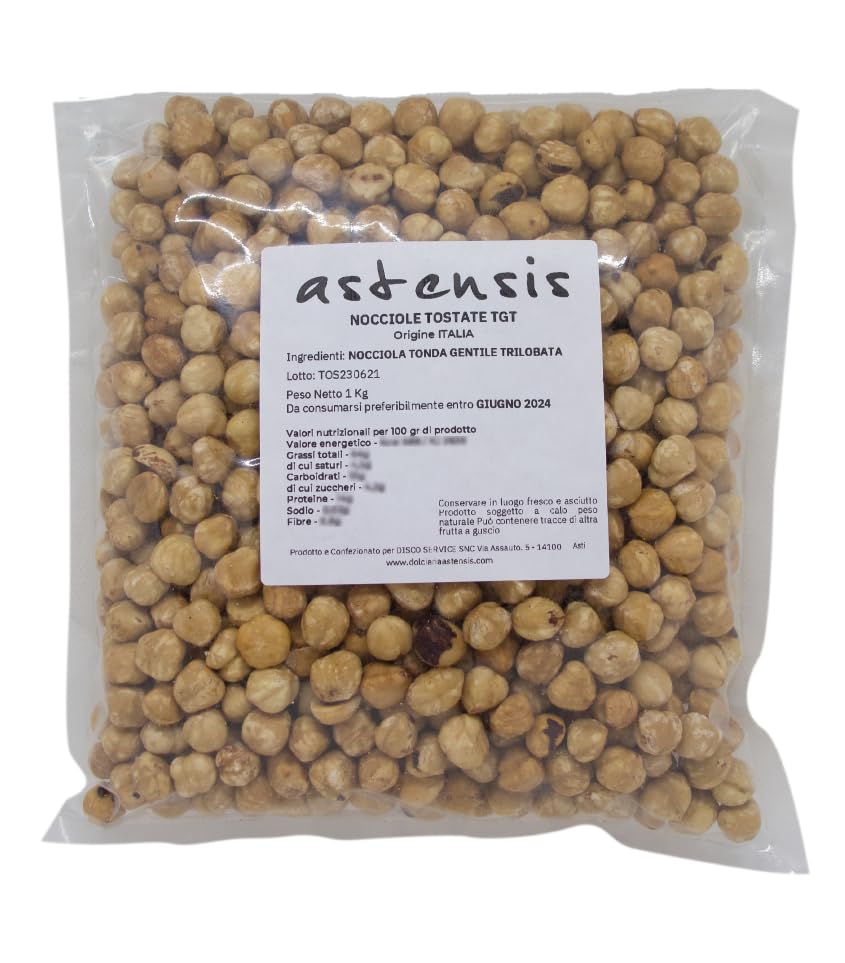 ASTENSIS Nocciole Tostate - Nocciole TGT, Tonda Gentile Trilobata - Nocciole Sgusciate, Tostate, Intere - Per Snack - Preparazioni Gastronomiche - Per Dolci e Pasticcer
