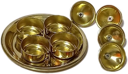 Miniatura 2 de PARIJAT HANDICRAFT Caja de latón Kumkum, Chandan, soporte para chawalKumkum para regalo, Pooja, Thali, Mandir, hogar, templo, regalo (caja real