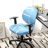 Vista 12 de LINGXIYA Funda de asiento elástica dividida, fundas para silla de computadora de oficina, funda de silla giratoria impresa, fundas protectoras