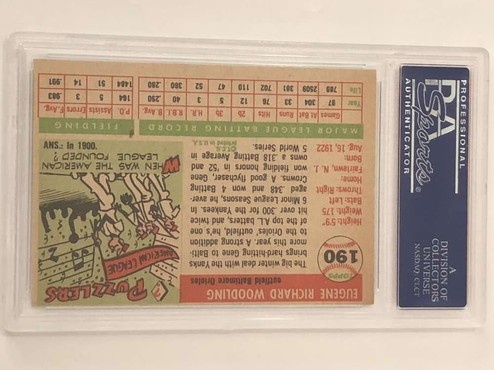 1955 Topps #190 Gene Woodling Baltimore Orioles PSA 4 VG-EX Official MLB Baseball Trading Card