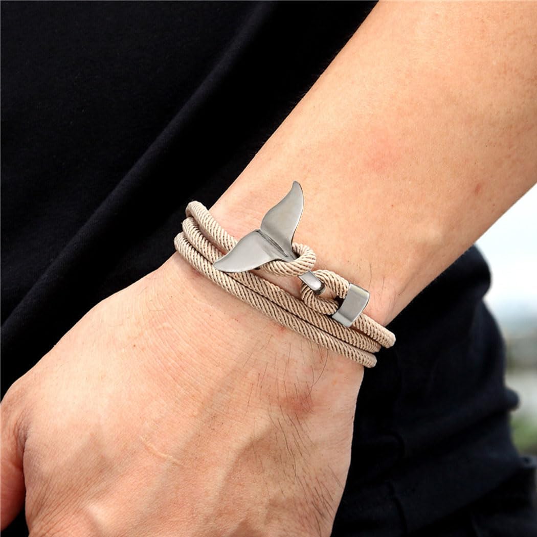 Whale Tail Bracelet Vintage Beach Bracelets Summer Ocean Bracelet Rope Jewelry for Women and Men
