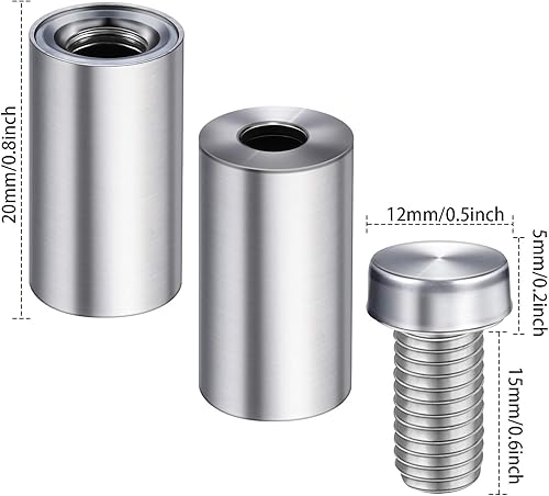 Miniatura 9 de Tornillos de separación de rótulo de 12 por 1 pulgada, soportes para letreros de pared, tornillos de montaje en vidrio, uñas de publicidad